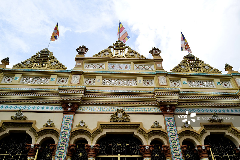 越南胡志明市附近湄公河三角洲美拖最著名寺庙永长寺图片素材