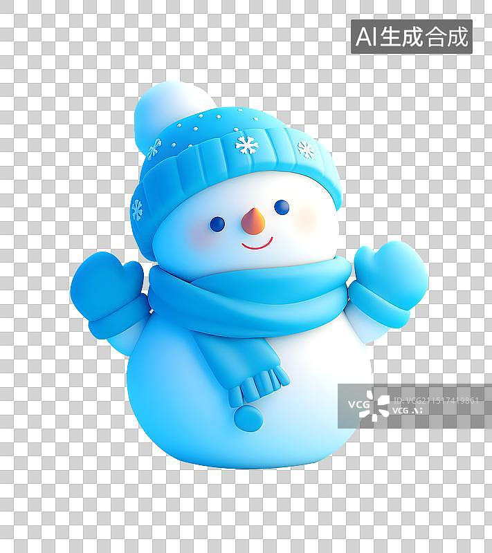 【AI数字艺术】可爱的雪人3D卡通元素图片素材