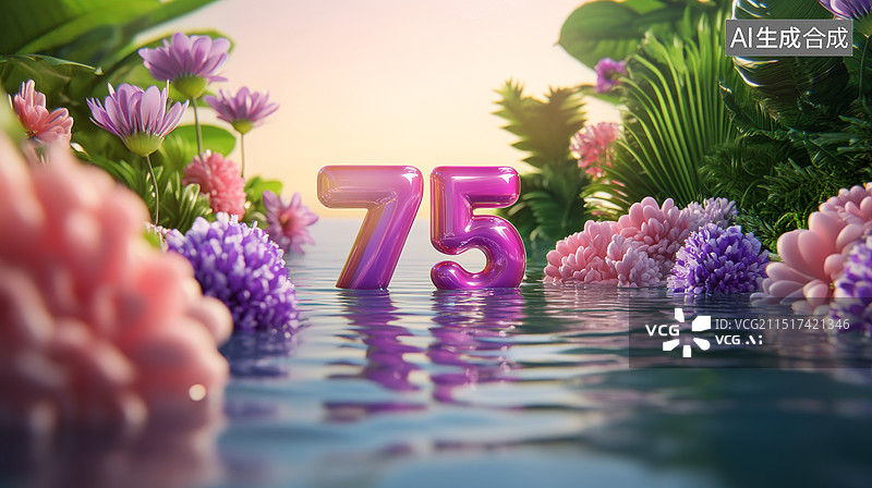 【AI数字艺术】2024年新中国成立75周年，75周年，国庆节，数字图片素材