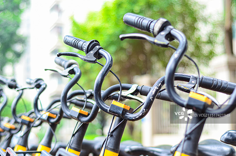共享单车把手特写，共享经济主题图片。图片素材