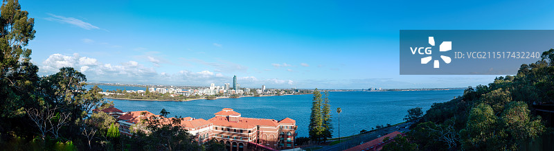 国王公园远眺对岸珀斯城区全景图图片素材