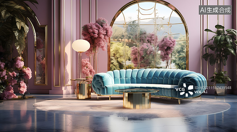 【AI数字艺术】典雅室内客厅效果图图片素材