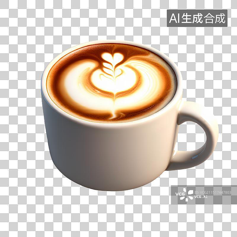 【AI数字艺术】3D渲染，一杯热咖啡，卡布奇诺，冬季免抠素材图片素材