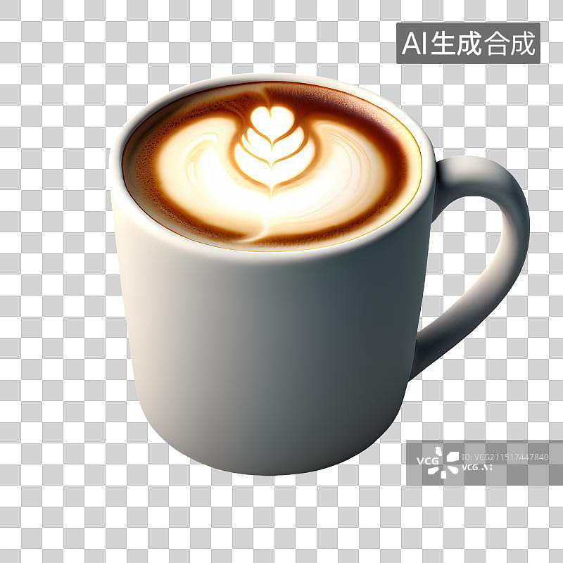 【AI数字艺术】3D渲染，一杯热咖啡，卡布奇诺，冬季免抠素材图片素材