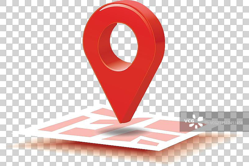 红色地理标记的逼真3D效果图片素材