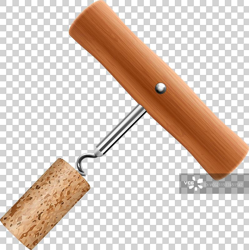 木柄螺旋开瓶器和软木塞图片素材