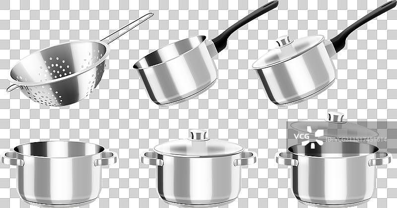 厨房用具烹饪套装锅或平底锅图片素材