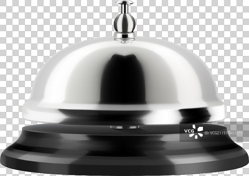 酒店服务铃正面图，银色图片素材