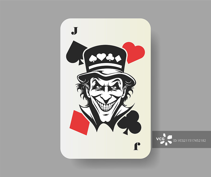 黑白小丑扑克牌图案图片素材