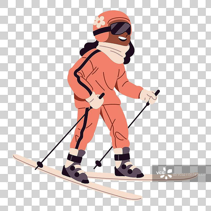 快乐滑雪的小女孩图片素材