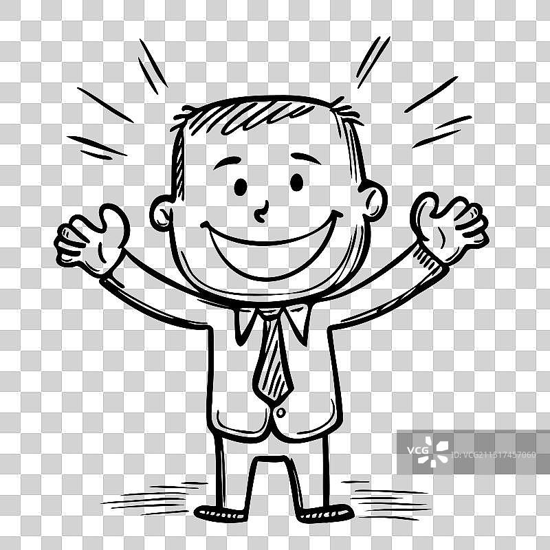 张开双臂的快乐商人卡通图片素材