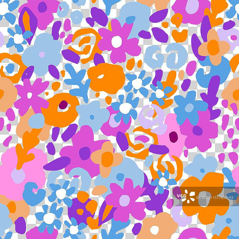 抽象笔刷花卉无缝图案图片素材