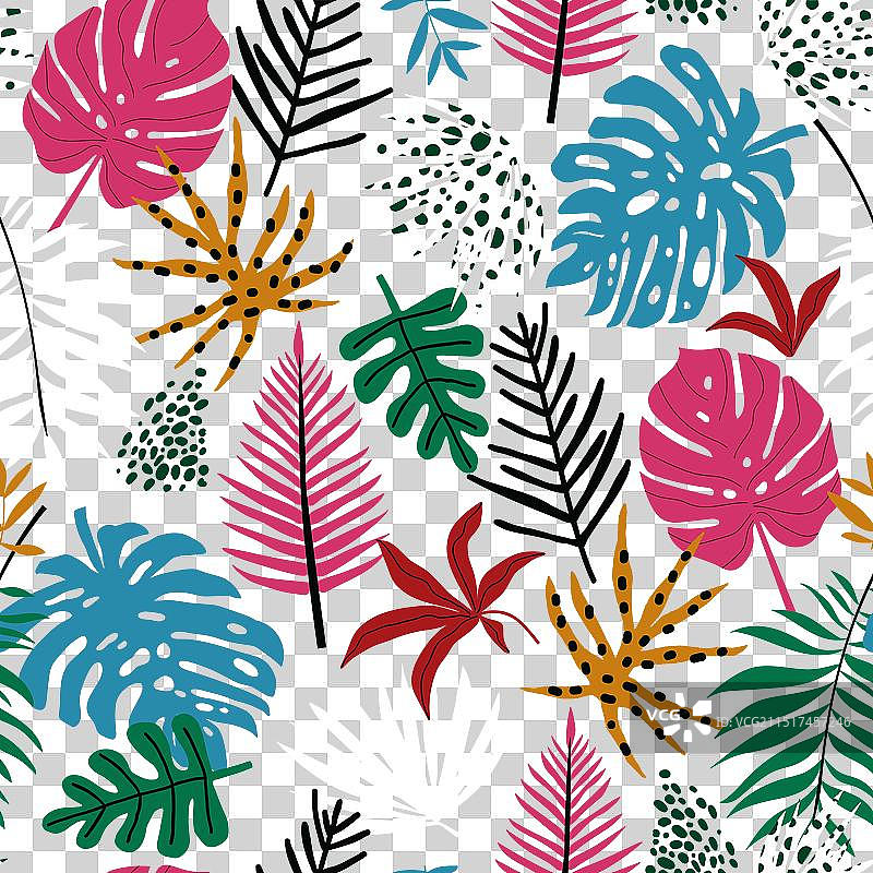 棕榈枝叶热带无缝图案图片素材