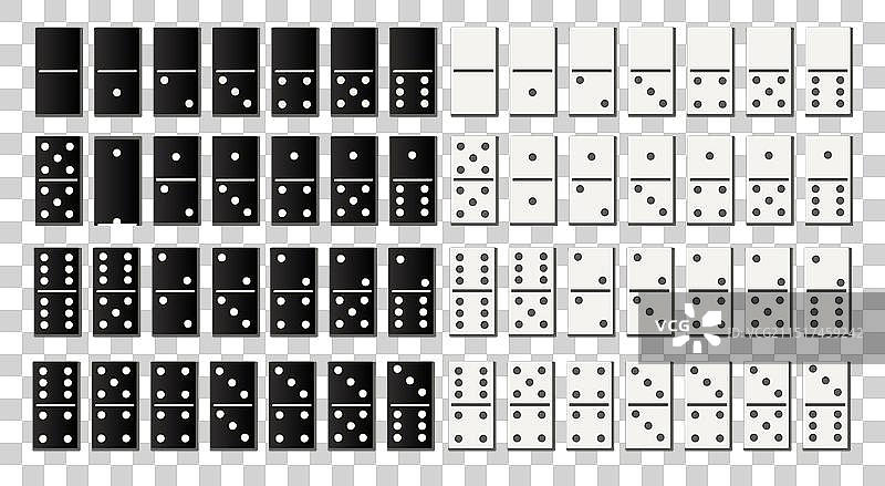 扁平风格黑白多米诺骨牌全套设计图片素材