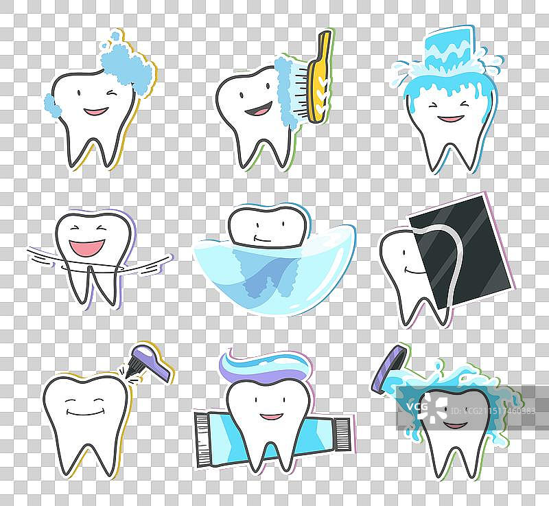 牙齿护理治疗和卫生概念集图片素材