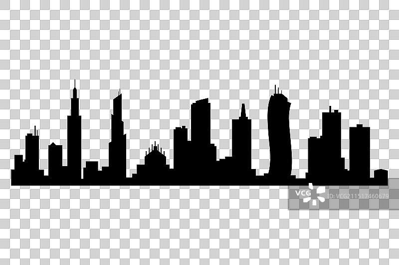 城市建筑夜景轮廓图片素材