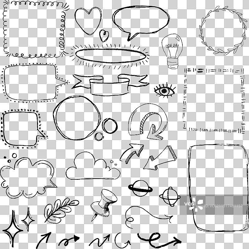 涂鸦边框和文本元素套装图片素材