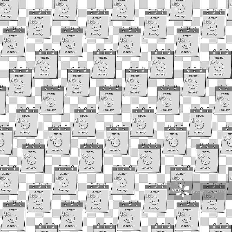 带有手绘悲伤表情的日历页图片素材
