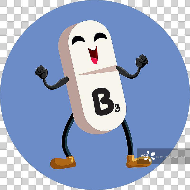 维生素B3卡通药丸吉祥物可爱设计图片素材