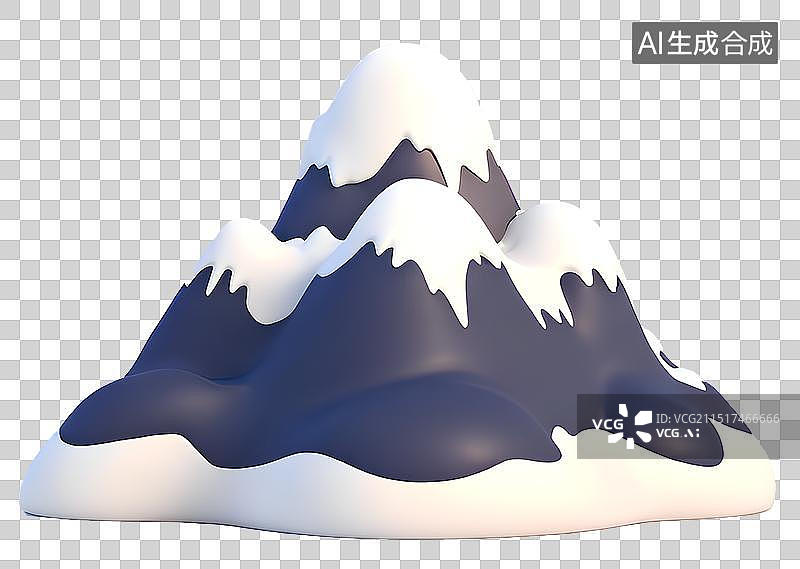 【AI数字艺术】冬天主题3D立体卡通雪山免抠元素图片素材