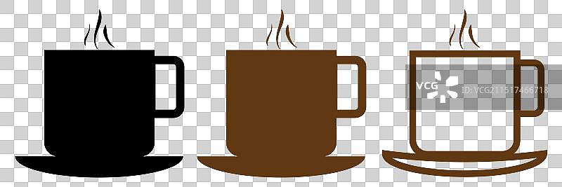 三个白色空咖啡杯的侧视图图片素材