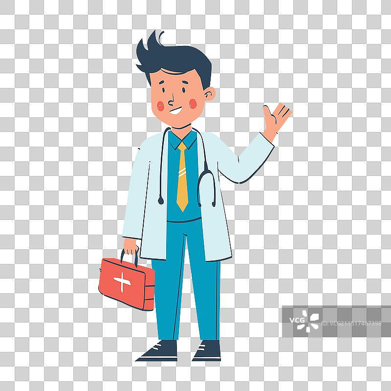 友善的医生拿着鼓舞人心的医疗包图片素材