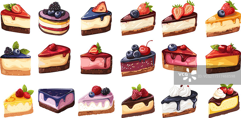 卡通芝士蛋糕甜点合集图片素材