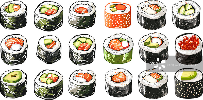 寿司生鱼片卡通套餐图片素材