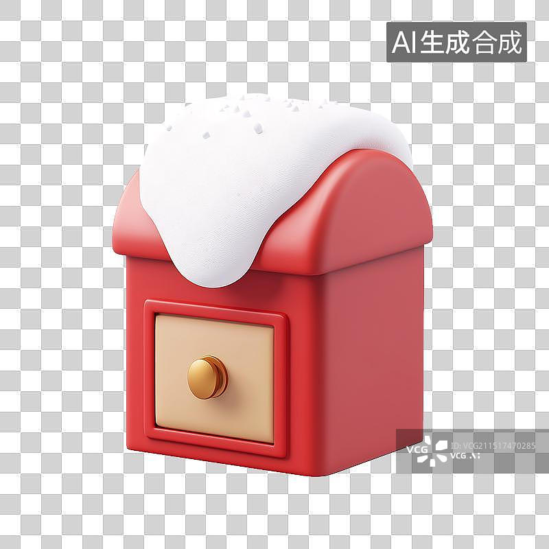 【AI数字艺术】3D积雪邮箱图片素材