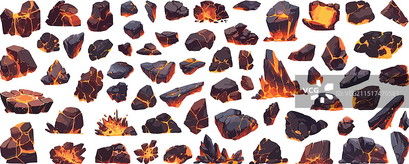 卡通熔岩石火山石图片素材