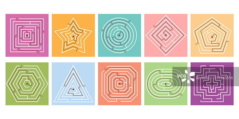 创意迷宫游戏和迷宫拼图图片素材