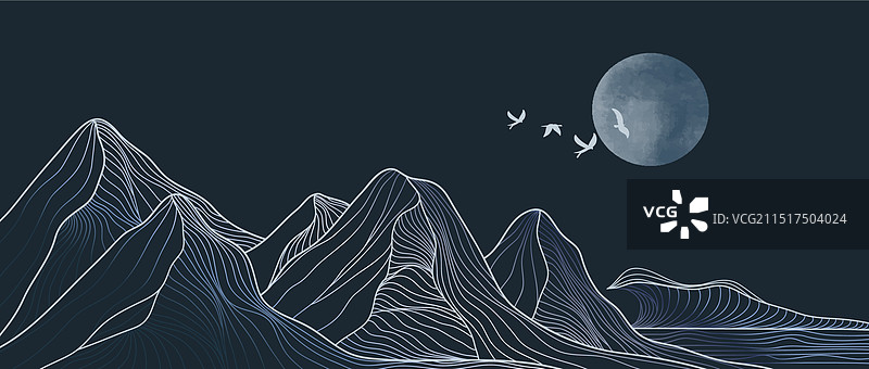 山脉线条艺术风景图片素材