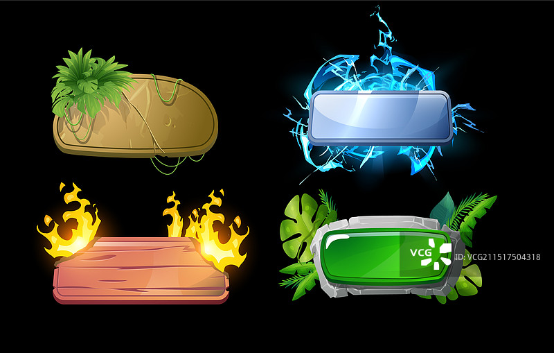 用于界面UI的木制金属石材框架套装图片素材