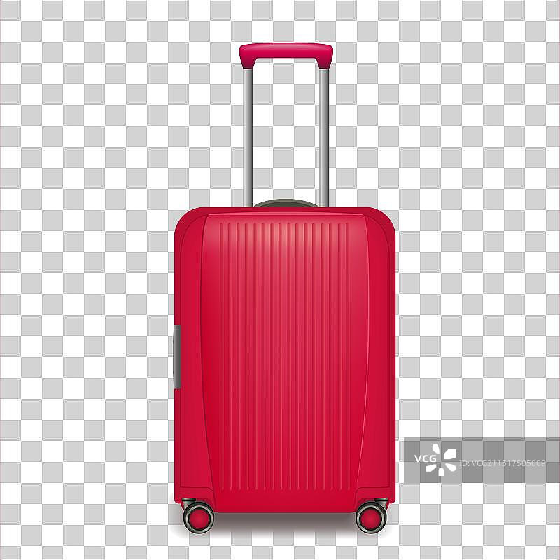 带手的红色粉色滚轮旅行包图片素材