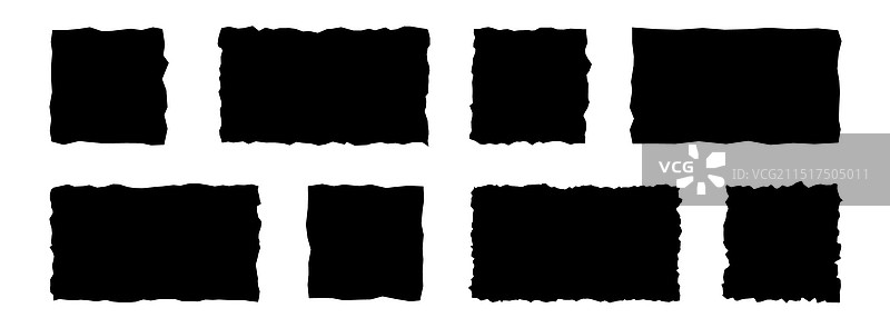 黑色锯齿状撕纸片合集图片素材