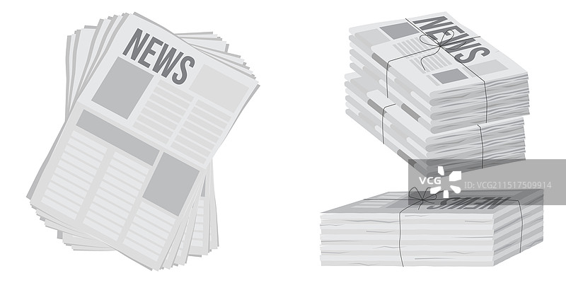 白色背景上堆放的报纸图片素材