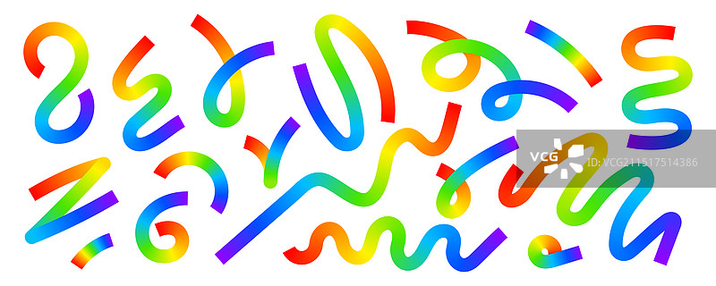 彩虹色酷炫曲线套装图片素材