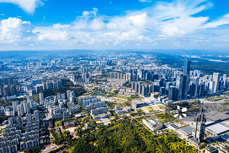 中国贵州金融城观山湖新区CBD高视角俯瞰航拍图片素材