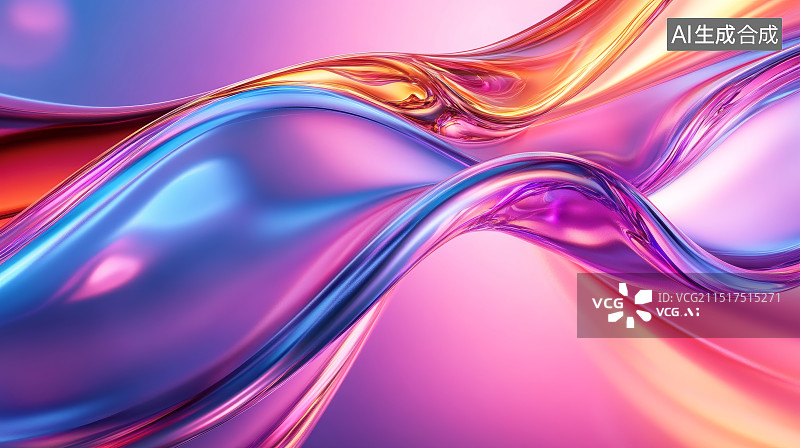 【AI数字艺术】彩色玻璃流体背景图片素材