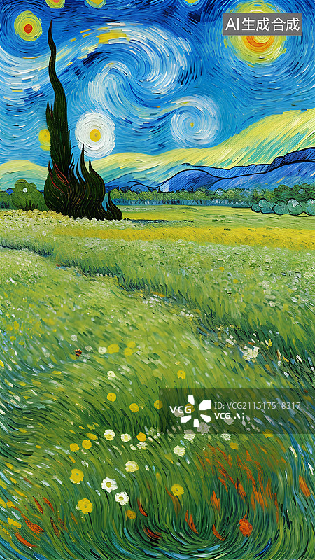 【AI数字艺术】手绘风景插画 美丽的自然风景图片素材