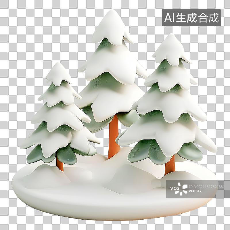 【AI数字艺术】松树杉树圣诞树3D立体模型图片素材