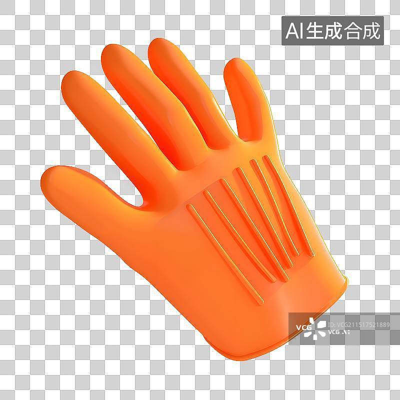 【AI数字艺术】橙色手套3D立体模型图片素材