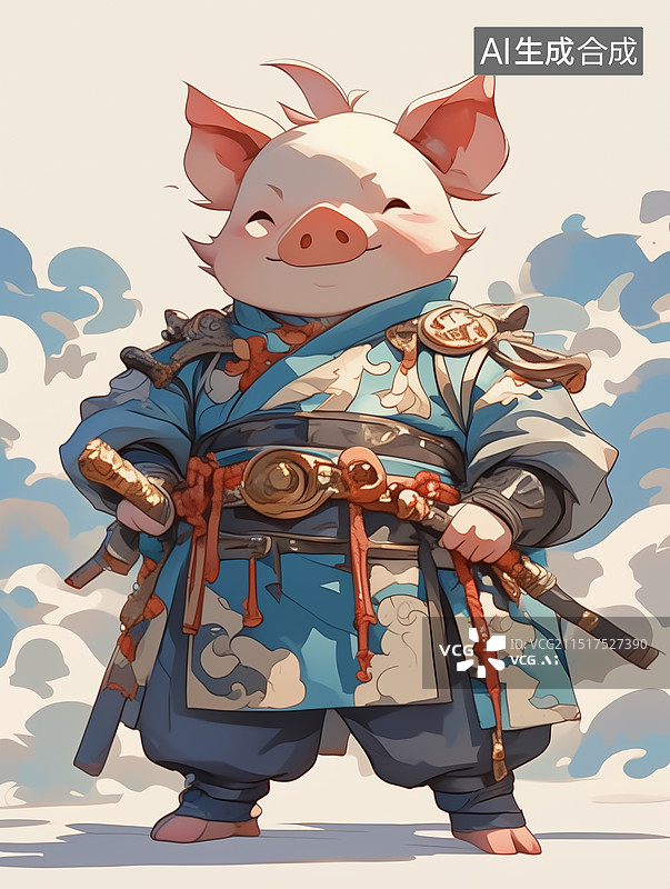 【AI数字艺术】十二生肖猪图片素材