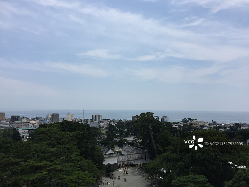 日本小田原城传统建筑仰天俯视景色图片素材