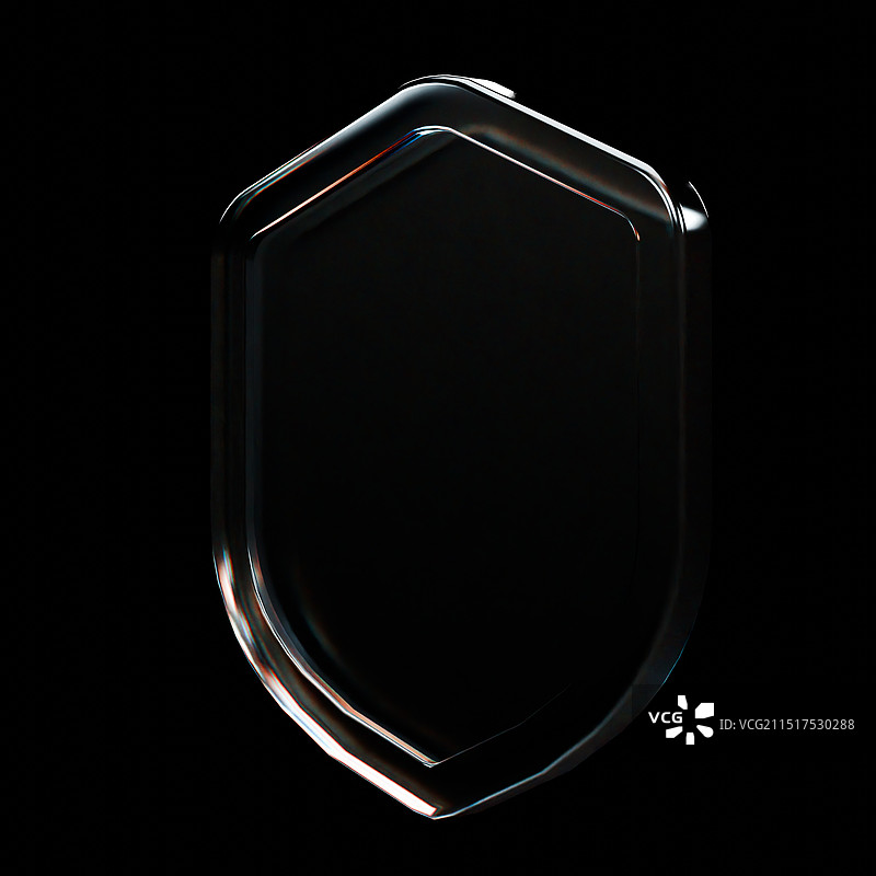 3D渲染的散焦玻璃盾牌图标图片素材