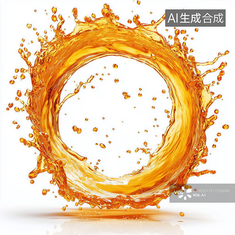 【AI数字艺术】果汁液体飞溅圆形插画图片素材
