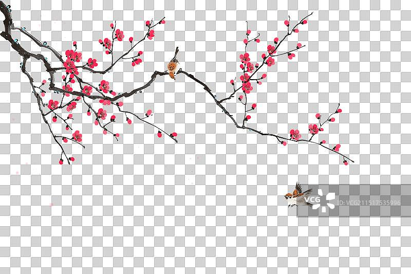 手绘中国画水墨画梅花元素图片素材