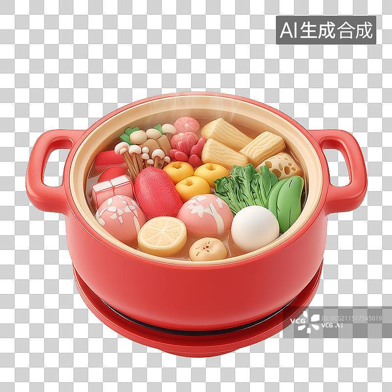 【AI数字艺术】火锅冬季主题3D卡通元素图片素材