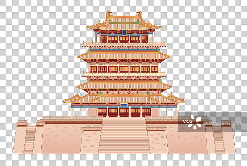 国风山西城市印象地标古建筑四大名楼之一鹳雀楼  鹳鹊楼图片素材