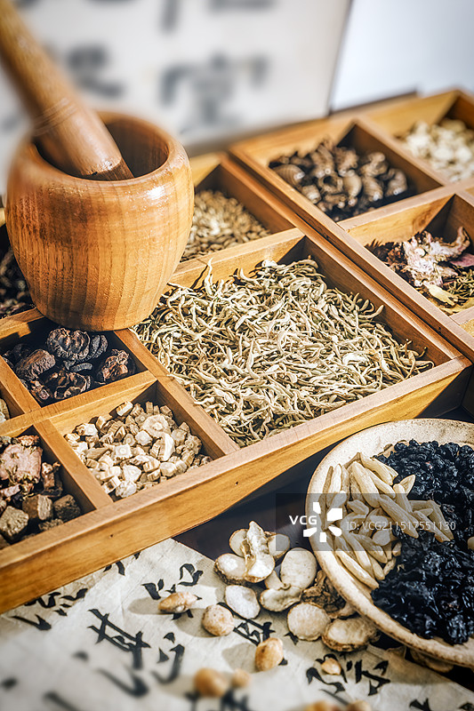 室内传统中草药特写图片素材